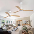addlon 2 Pack 52 inch Ceiling Fan No Light, White Ceiling Fans with Remote Control, Reversible, 3 Wood Blades, 6 Speeds, Noiseless, Wood Ceiling Fan without Light for Indoor/Outdoor Use