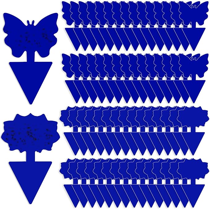 Fruit Fly Traps, 60 Pack Blue Sticky Traps, Fungus Gnat Traps, Plant Fly Stickers for Indoor and Outdoor Use Protect The Plant