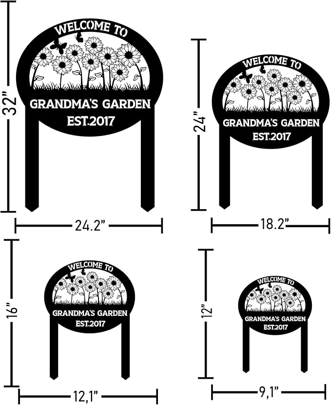 Personalized Metal Garden Sign with Stake, Custom Flowers Garden Decor for Outdoor, Custom Family Name Sign, Patio Decorations, Lawn Art, Farmhouse Decorative, Housewarming Gift
