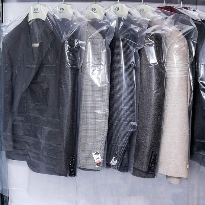 80Pcs Dry Cleaner Bags Plastic Clear Can be Hung Transparent Clothing Dust Cover