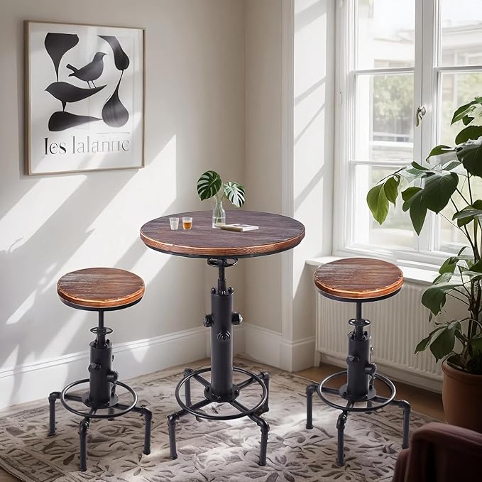 Industrial Tall Bistro Table 32.3-36.2",Adjustable Swivel Pub Table, Kitchen Dining Coffee Bistro Table Metal Hydrant Stylish Design Table