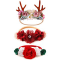 Baby Girl Floral Headband Nylon Flower Crown Elastic Hairband 3pcs Hair Accessories Gift for Girls (shengdan-2)