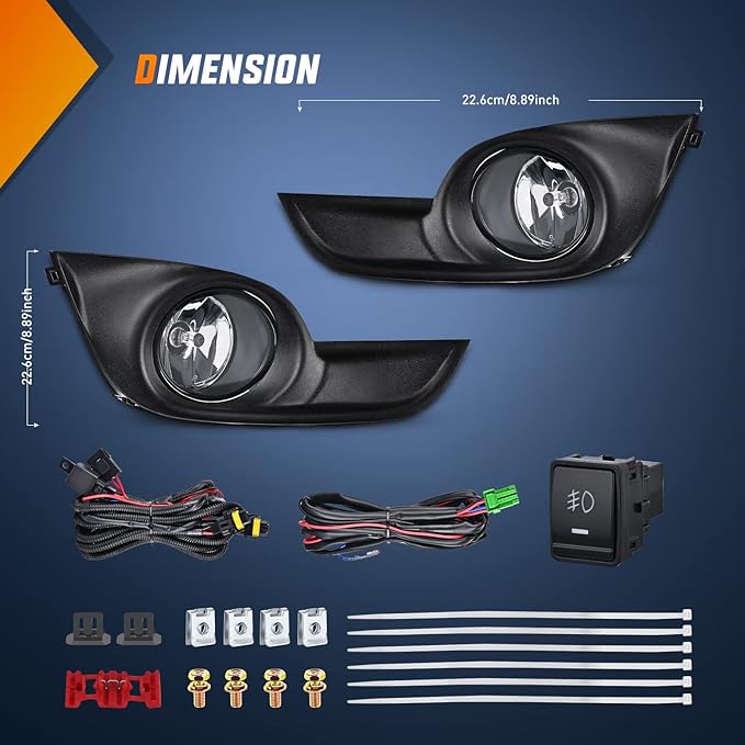 Nilight Fog Light Assembly Compatible with 2013 2014 2015 Nissan Altima Clear Lens w/H11 12V 55W Bulbs
