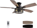 Ceiling Fans with Lights and Remote Control, Ceiling Fan for Bedroom Living Room (Flush Mount 46 in)