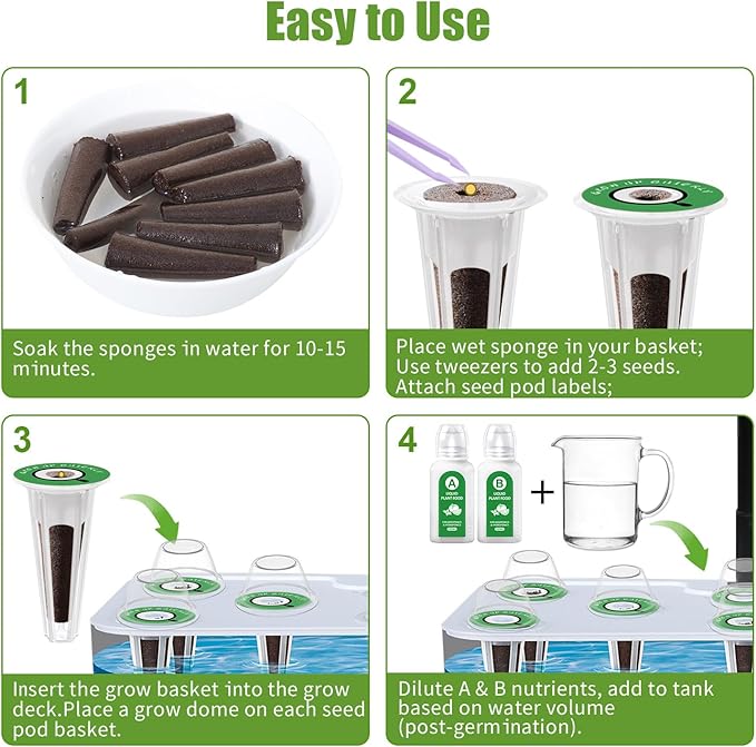 12 Pods Gourmet Herb Seed Kit Compatible with All Hydroponics, Growing Kit with Nutrient Solution, Seeds & Grow Sponges – Indoor Garden for Fresh Herbs & Vegetables (Nutrient & Salad Mixed Seed)