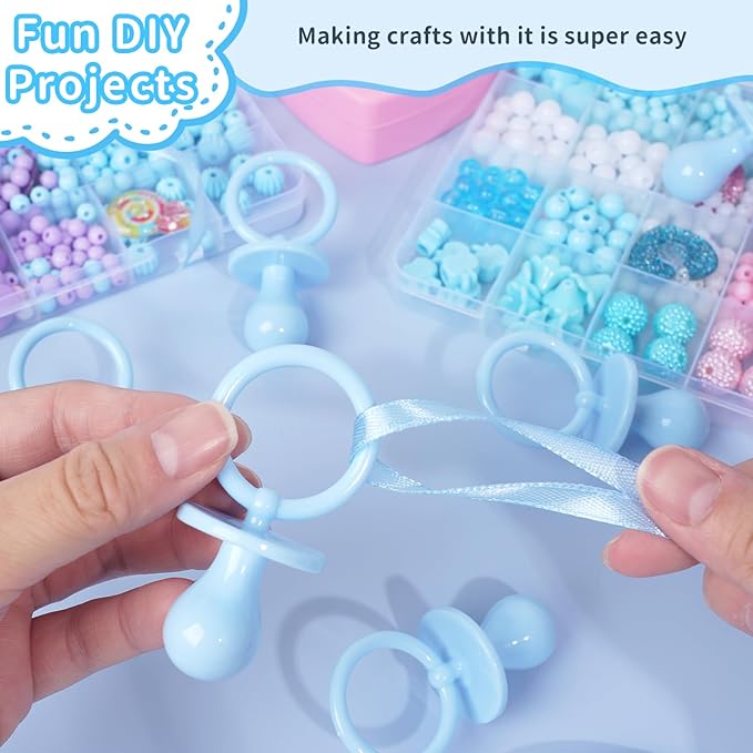 36 Plastic Pacifiers for Baby Shower Game, 2.75’’ Baby Shower Pacifiers, Blue Pacifiers for Baby Shower Decoration DIY, Gender Reveal Party Table Scatter/Baby Shower Party Favors (Blue)