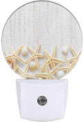 EKOBLA Beach Shell Plug-in Night Light, Coastal Rustic White Wood LED Nightlight for Farmhouse Decor, 0.5W Sleep Friendly
