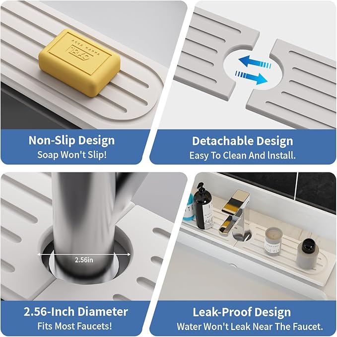Stone Faucet Mat for Kitchen Sink, Water Absorbing Sink Water Splash Guard