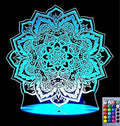 3D Lotus Flower Night Light Lamp Illusion 16 Color Changing Table Desk Decoration Lamps Gift with Acrylic Flat ABS Base USB Cable Toy