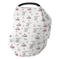 Neutral Boho Animal Baby Car Seat Covers Deer Rabbit Fox Floral Mushroom Stretchy 5-in-1 Cover Adjustable Infant Carseat Canopy Cover Baby Forest Animals Breathable Nursing Cover-Up