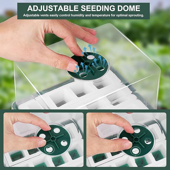 Sondiko Seed Starter Tray with Soft Silicone Cells, 48-Cell Reusable Seed Starter Kit, Seedling Starter Trays with Humidity Dome, Mini Greenhouse Germination Kit, Perfect for Beginner Gardeners