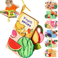 Baby Crinkle Books 0-6-12 Months, Infant Soft Cloth Tummy Time Toy for Babies 0-1-2-3-4-5-7-8-9-12-18 Month Old, Newborn Girl Boy Gift Touch Feel Sensory Fruit Theme Book Travel Stroller Toys