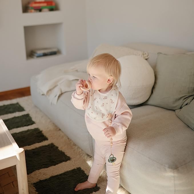 mushie 100% Silicone Baby Pacifier Clip BPA Free | Luna (Faux Wood)