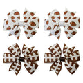 4Pcs Football Hair Bow Clips, Rugby Soccer Hair Clips - 3" Ribbon Bows for Girls, Football Printed Ribbon Bows, Football Hair Accessories for Kids Sports Party Hair Accessories, Team Gifts