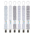 babygoal Baby Grey Pacifier Clips, 6 Pack Pacifier Holder Clip for Boys and Girls Fits for Most Pacifiers and Binkies