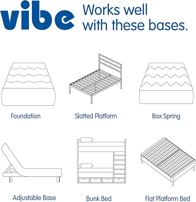 Vibe Quilted Hybrid Mattress, 12-Inch Innerspring and Pillow Top Gel Memory Foam Mattress, Fiberglass Free, CertiPUR-US Certified Bed in a Box, Twin XL, White