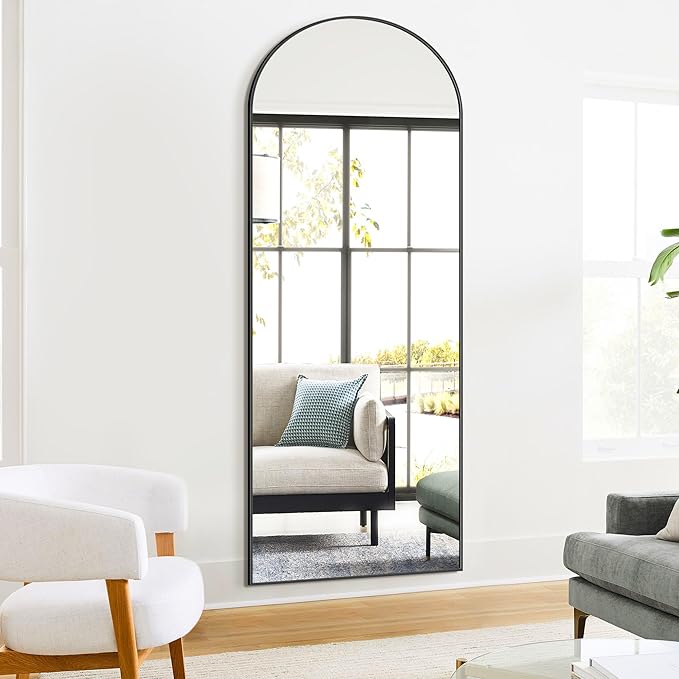 Full Length Arched Mirror, 70"x24" Standing Floor Full Body Mirror for Wall with Aluminum Alloy Frame for Bedroom, Living Room, Dressing Room(Black)