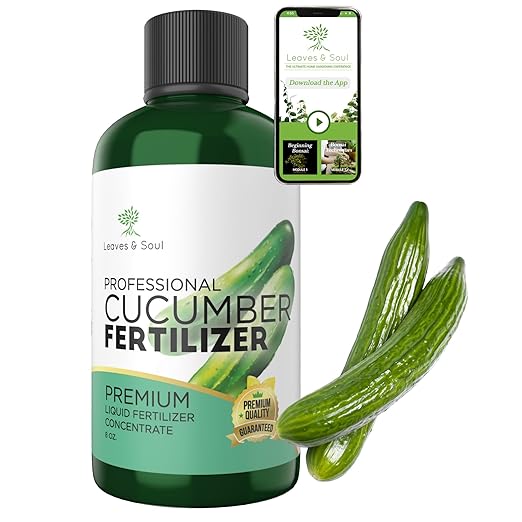 LEAVES AND SOUL Professional Liquid Cucumber Fertilizer | 5-1-5 Concentrate, Liquid Plant Fertilizer for Garden, Healthy Produce, Good Harvest, Multi-Purpose Blend & Gardening Supplies | 8 oz