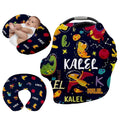 Custom Name Car Seat Canopy - Baby Car Seat Covers, Infant Stroller Cover, Black Dinosaur Print Carseat Canopy Christmas Birthday Gifts for Girls and Boys(27"x29")