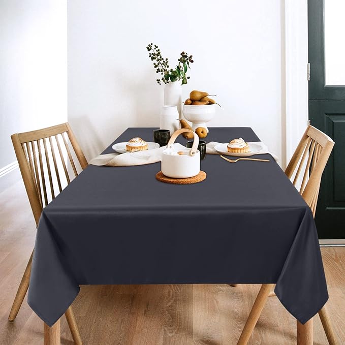 sancua 2 Pack Dark Grey Tablecloth 54 x 78 Inch, Rectangle 4 Feet Table Cloth - Stain and Wrinkle Resistant Washable Polyester Table Cover for Dining Tables, Buffet Parties and Camping