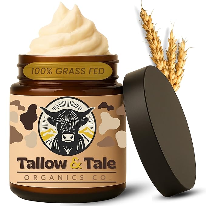 Tallow And Tale Grass-Fed & Finished Organic Tallow Cream | Face & Body Moisturizer | For Sensitive, Dry & Irritated Skin (8 OZ, Udderly Pure – Unscented)