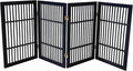 Pet Dog Gate Strong and Durable Freestanding Folding Acacia Hardwood Portable Wooden Fence Indoors or Outdoors by Urnporium (Black Pet Gate, 4 Panel 30" Tall)