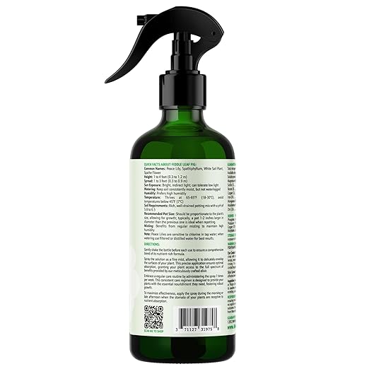 Peace Lily Foliar Spray - 3-1-2 Plant Fertilizer - Premium Spray for Indoor Plants with Essential Nutrients - Peace Lily Plant Food & Fertilizer - Ready-to-Use (8 OZ)