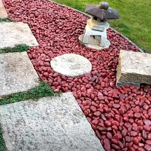 40lbs Red River Rocks for Landscaping, 2-3 Inch Natural Pebbles for Indoor Plants, High Polished Decorative Stones Garden Outdoor and Indoor DIY Vase Filler Fish Tank Aquariums