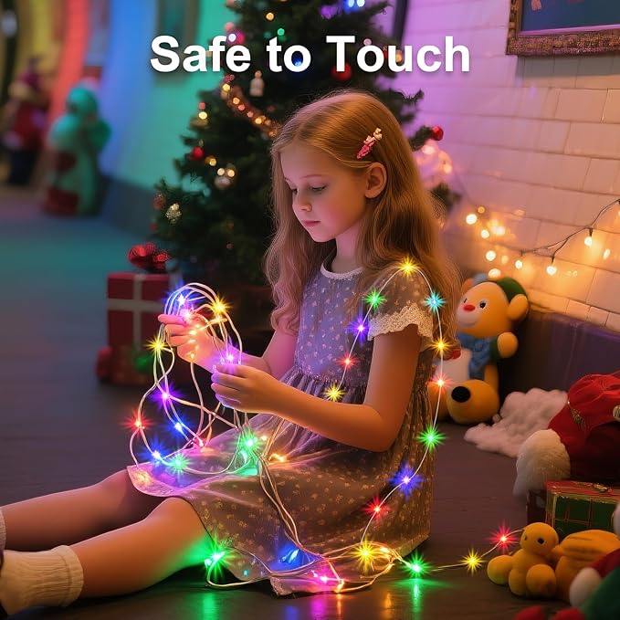 2Pack USB Plug in Fairy String Lights,16ft 50 LED Copper with Remote and Timer, 8 Modes Waterproof Twinkle String Lights Battery Powered for Bedroom Indoor Party Wedding Christmas Decoration