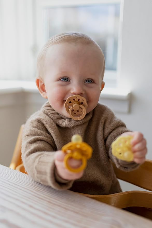 BIBS Pacifiers - Boheme Collection | BPA-Free Baby Pacifier | Made in Denmark | Set of 2 Vanilla/Peach Color Premium Soothers | Size 6-18 Months