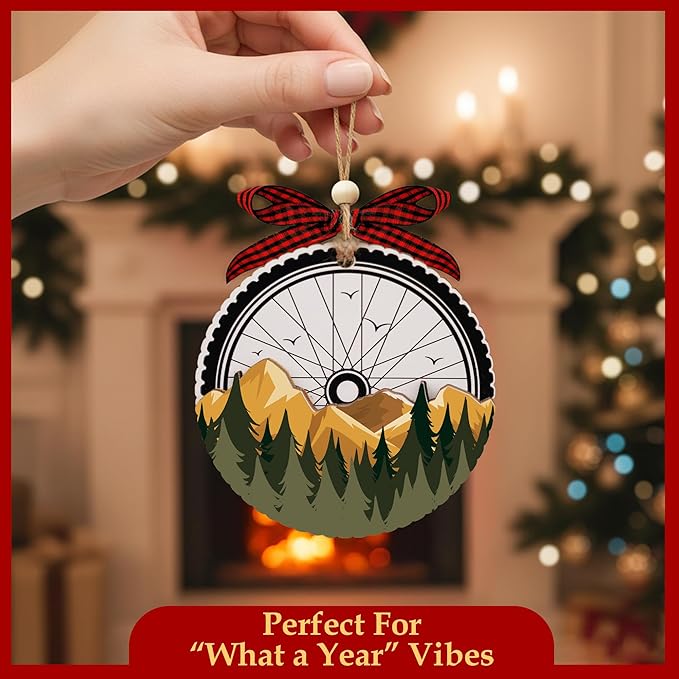 Mountain Bike Ornament - 2 Layer Bicycle Christmas Ornament - Biker Gifts for Men, Women - Gifts for Bikers - Gift for Cyclist - Mountain Bike Gift for Men - Biking Ornament for Christmas Tree