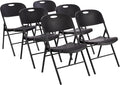 Amazon Basics Sturdy Foldable Plastic Chair, Portable, 350-Pound Capacity, Black, 6-Pack