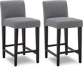 CHITA Counter Height Bar Stools Set of 2, 25" H Seat Height Upholstered Barstools, Fabric in Fog Grey