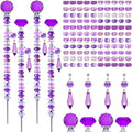 Exway 100 PCS DIY Fairy Wand Beaded Garden Stake Beads Kits with Purple Large Hole Beads 4 Crystal Stopper Top Threaded Rods and 4 Purple Sparkling Crystal Pendants for Outdoor Indoor Decor