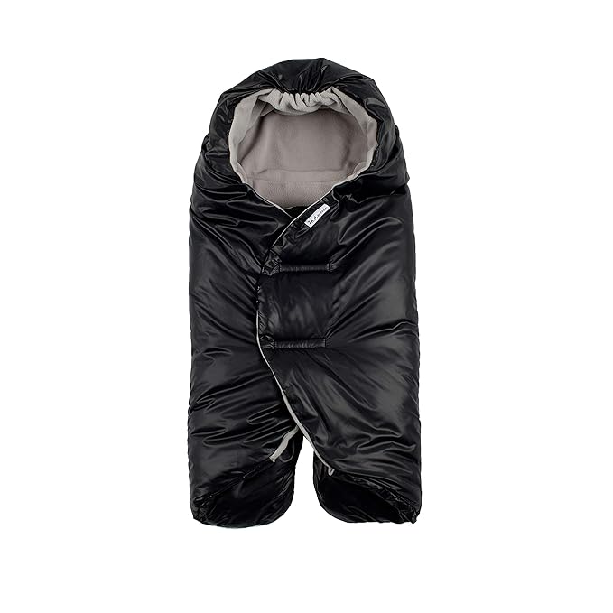 7AM Enfant Baby Car Seat - Nido Quilted Baby carier Cover, Hooded Soft Plush Lining, Stroller | (Black Quilted, Large 6-18M)