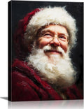 Vintage Santa Claus Portrait Christmas Canvas Wall Art - Victorian Style Framed Canvas Prints for Living Room & Bedroom, Classic Christmas Wall Decor, Christmas Gifts & Winter Decor