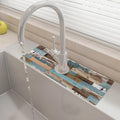 15" X 5.5" Kitchen Sink Splash Guard Faucet Mat Wood Grain Super Absorbent Fast