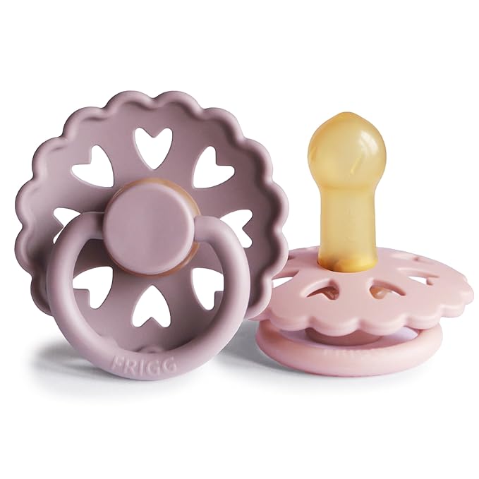 FRIGG Andersen Fairytale Natural Rubber Baby Pacifier | Made in Denmark | BPA-Free (Twilight Mauve/Primrose, 6-18 Months)