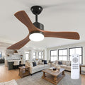 addlon 42 inch Ceiling Fans with Lights and Remote Control, Reversible, 3 Wood Blades, 6 Speeds, 3CCT Dimmable, Noiseless, Indoor/Outdoor Black Walnut Ceiling Fan for Bedroom Living Room Gazebo Patio