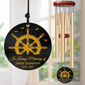 Personalized Nautical Memorial Wind Chime – “in Loving Memory” Custom Engraved Name & Years – Ship Wheel Design for Seafarers & Ocean Lovers – Outdoor Memorial Windchime Tribute for Loss of Loved One