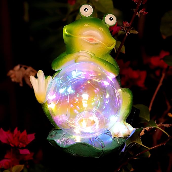 Outdoor Solar Garden Lights,Solar Frog Decorative Lights, IP67 Waterproof Colorful LED Solar Outdoor Lights,Solar Stake Lights for Garden Patio Yard Lawn Decoration