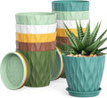 4 Inch Small Pots for Plants, 12 Pack Waffle Texture Small Plant Pots for Succulents, Plastic Planter with Drainage Holes and Saucers for Indoor Outdoor Plants, Flowers, Herbs, Seedlings, Colorful
