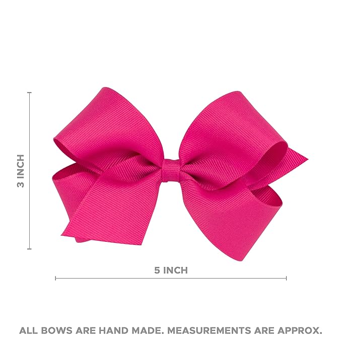 Wee Ones Girls' Classic Grosgrain Hair Bow with Scalloped Edges, No-Slip Hair Clip, Handmade, Light Yellow, Medium