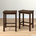 Grain & Grove Smith Collection Set of 2 Solid Wood Counter Height Bar Stools, 24-Inch Saddle Seat Backless Stools, Ideal for Kitchen Island, Dining, or Home Bar Seating, Walnut