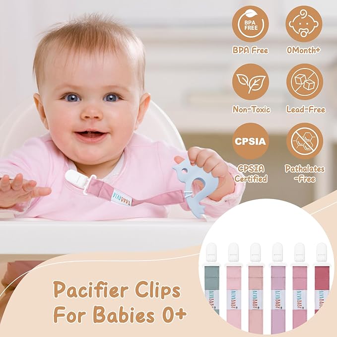 ALVABABY Baby Pacifier Clips Paci Universal Holder Leash Pacifier Clip Binky Holder for Teether Soothie 8 Pack 8DP05A