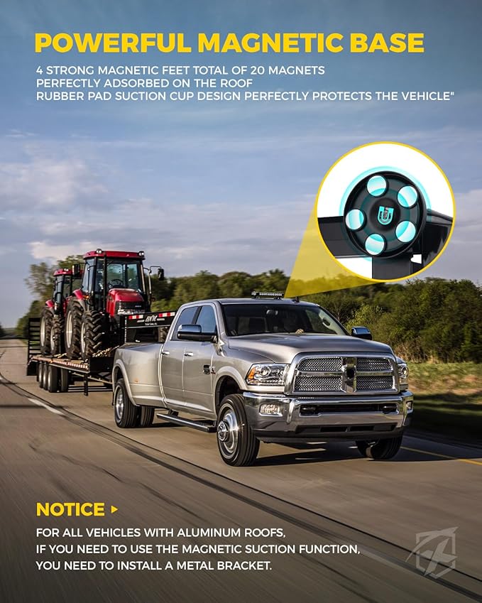 Xprite White Red Rooftop Emergency Strobe Light Bar, Beacon Safety Flashing Volunteer Firefighter Lights w/Magnetic Base for First Responder Vehicles Fire Trucks