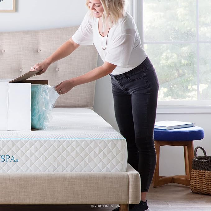 Linenspa 4 Inch Gel Swirl Memory Foam Topper + Cover-Contouring Comfort-Gel Infusion-Machine Washable-Cover, Twin