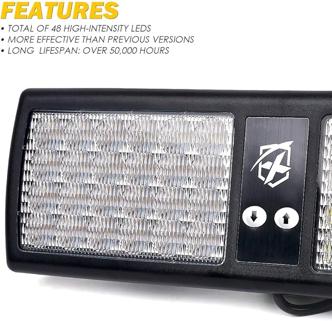 Xprite White Blue LED Visor Strobe Flashing Lights Sunshield Hazard Warning Light for Law Enforcement Police Volunteer Firefighter Emergency Vehicles Trucks Cars