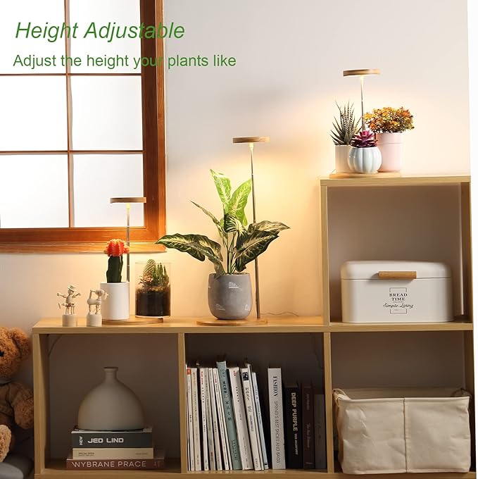 Plant Grow Light for Indoor Plant,Bamboo Mini LED Grow Light Garden,Height Adjustable,Automatic Timer with 8/12/16 Hours