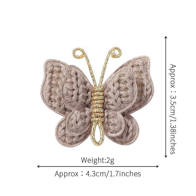 2 Pcs Butterfly Hair Bow Girl, Kid's Cute Hair Clips Barrettes Accessories for Infants Toddlers Baby Kids Fine Hair (Gray Beige)